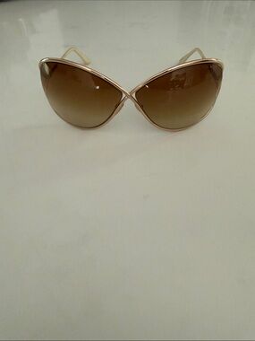 Tom Ford Rose Gold Frame Brown Gradient Butterfly Sunglasses